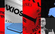 A collage of Axios's logo and some of its founders