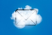 A cloud over a pixelated envelope