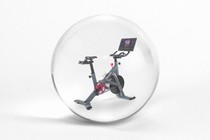 An image of a peloton bike in a bubble.