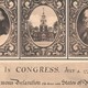 A lithograph print showing Independence Hall, Washington, and Jefferson