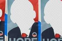 Illustration of "HOPE" posters with Barack Obama's face missing.