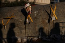 A makeshift memorial to Israeli hostages