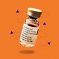 an illustration of a vial of Jynneos monkeypox vaccine, cut into 5 pieces
