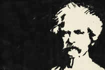 illustration of black-and-white ink sketch of Mark Twain