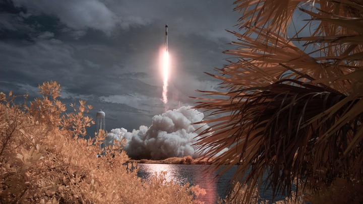 A SpaceX rocket blasts off