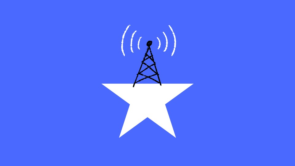 An illustration of a star with a radio tower on top
