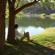 reading by the lake