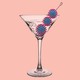An image of a martini glass with viruses in place of olives