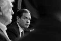 Black and white photo of Secretary of State Marco Rubio