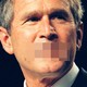 George W. Bush with his mouth blurred out