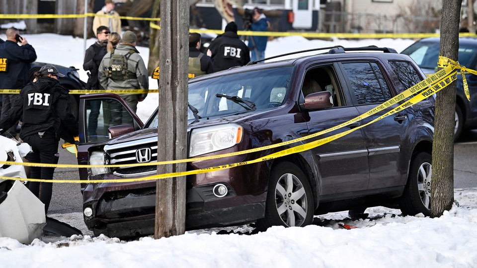 An SUV crashed into a pole