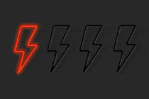 Animated image of four neon lightning bolts—a flickering battery-power indicator