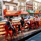 Outdoor dining in a parklet in San Francisco.