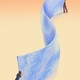 illustration of two people at opposite ends of long 'S'-shaped multicolored sheet trying to see each other