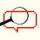 A collage of a magnifying glass and a text-chat word balloon