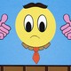 Illustration of a round yellow face frowning with two pink thumbs-up on either side of it