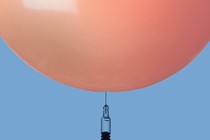 An illustration of a needle touching a balloon.