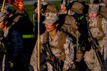 Photo of female U.S. marines completing a field exercise