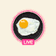 GIF of a fried egg inside of an Instagram Live pink circle