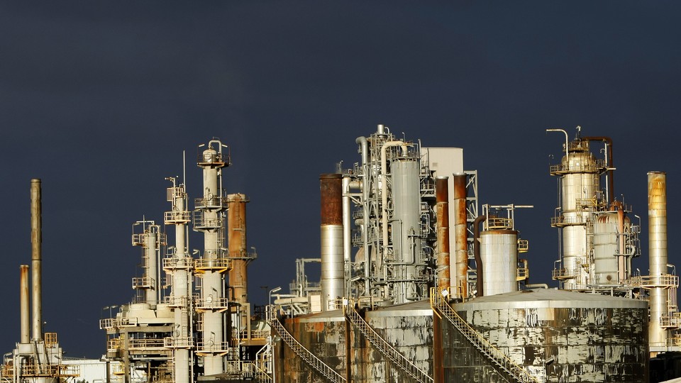 A view of the Mobil oil refinery at Altona in Melbourne