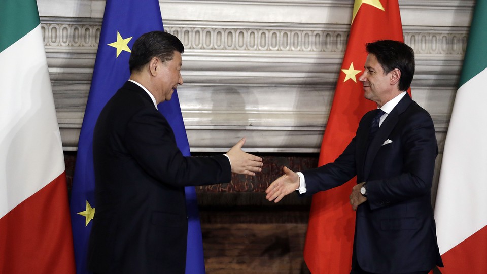 Chinese President Xi Jinping and Italian Prime Minister Giuseppe Conte meet in Rome in March to sign a memorandum of understanding supporting the Belt and Road Initiative.