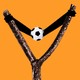 A slingshot with a soccer ball