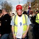 Pro-Brexit yellow vest protester in Trump mask