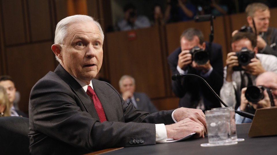 Attorney General Jeff Sessions testifies before a Senate Intelligence Committee hearing on Capitol Hill on June 13, 2017. 
