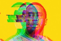 A picture of Diddy fed through a number of different colored filters and distorted geometrically