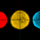 Three images of the sun in red, yellow, and blue—the products of observing our star in three different wavelengths