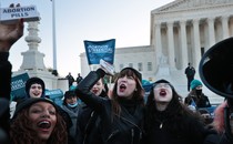 Abortion-rights activists outside the Supreme Court