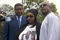 Robert Mann, right, the brother of Joseph Mann, who was killed by Sacramento Police in July, discusses the shooting of his brother during a news conference Monday, Oct. 3, 2016, in Sacramento, California.