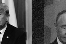 Side-by-side images of Donald Trump and Vladimir Putin, both looking serious