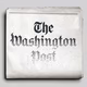 Newspaper illustration with "The Washington Post" on the front page disappearing into pixels