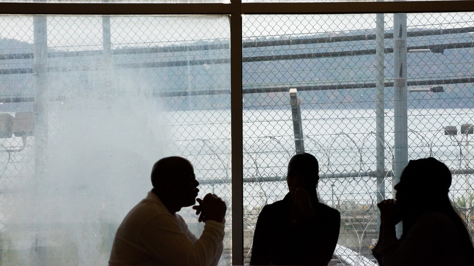 An inmate meeting guests at Sing Sing Correctional Facility in Ossining, N.Y.