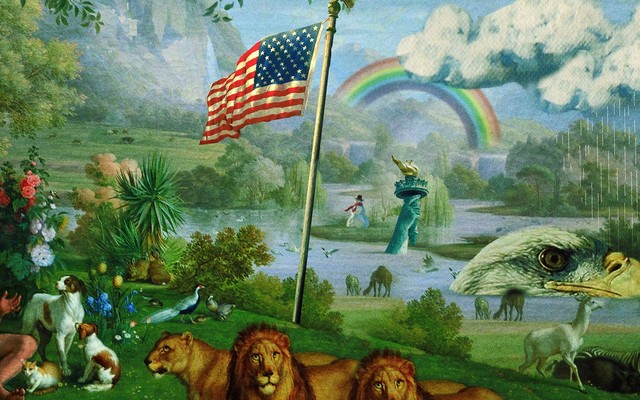 An illustration of a fallen utopia, an Eden corrupted. This is the series art for “The Experiment.”