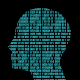 Animation of a person's silhouette with computer code running through it