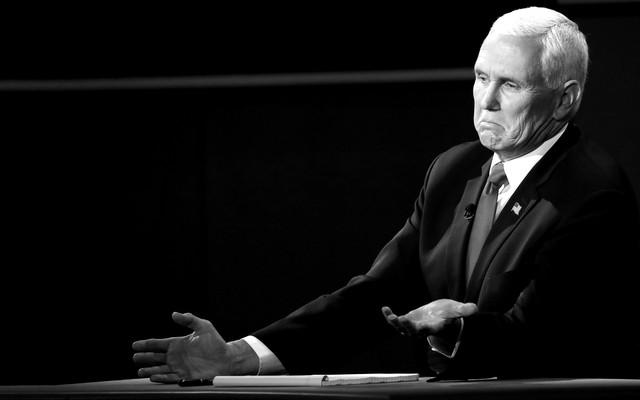 Vice President Mike Pence smirks during the vice-presidential debate.