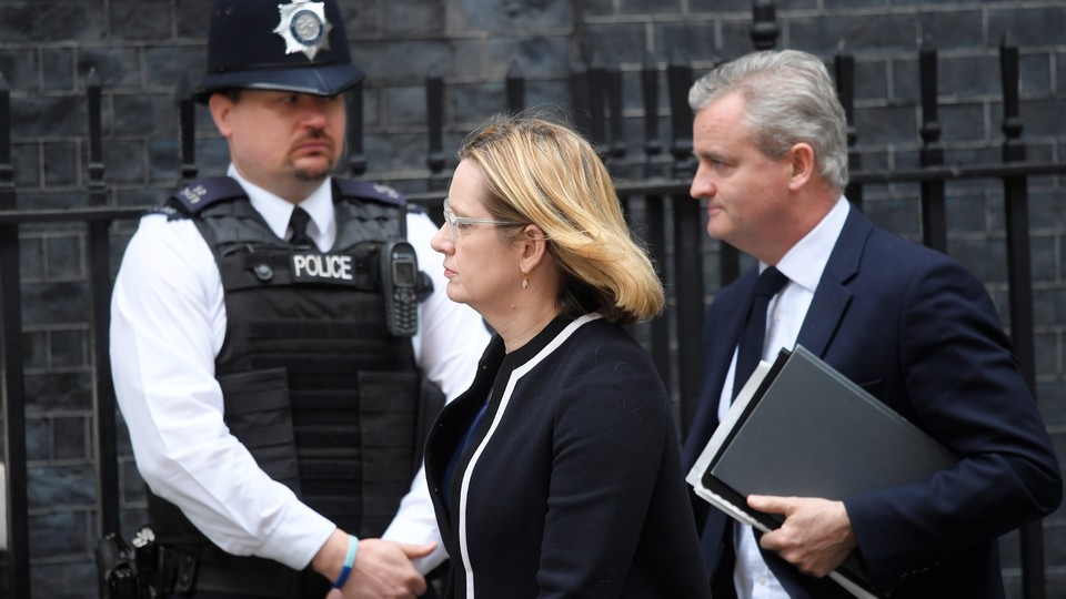 Amber Rudd, the U.K. home secretary, arrives Wednesday at 10 Downing Street