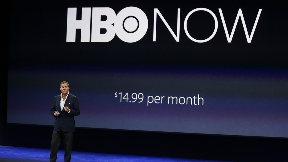 HBO CEO Richard Plepler talks about HBO Now for Apple TV during an Apple event in San Francisco.