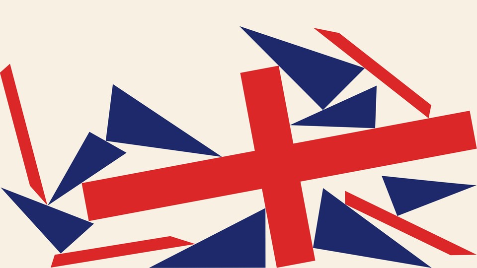 An illustration of the British flag fragmented into separate shapes