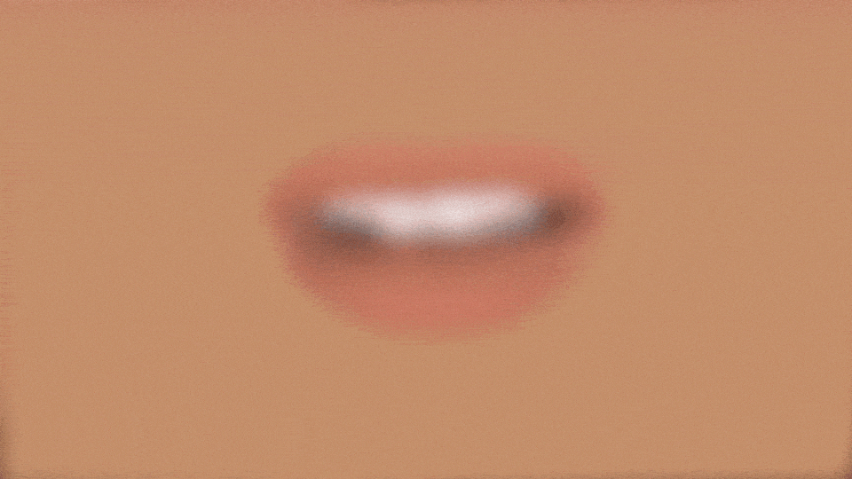 Distorted view of a speaking mouth