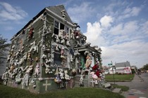 A house covered with stuffed animals