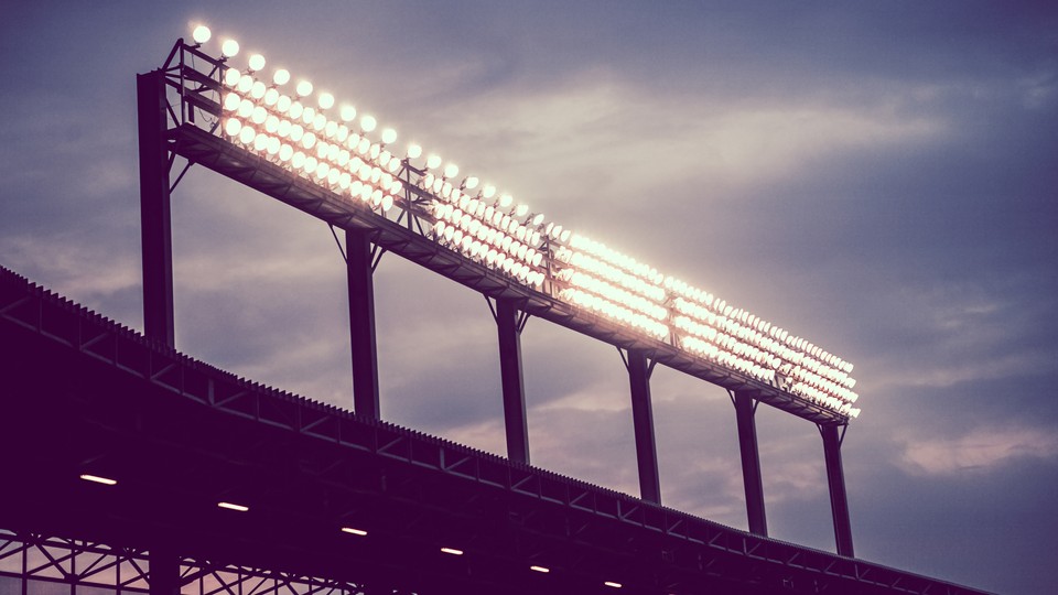 Stadium lights at night