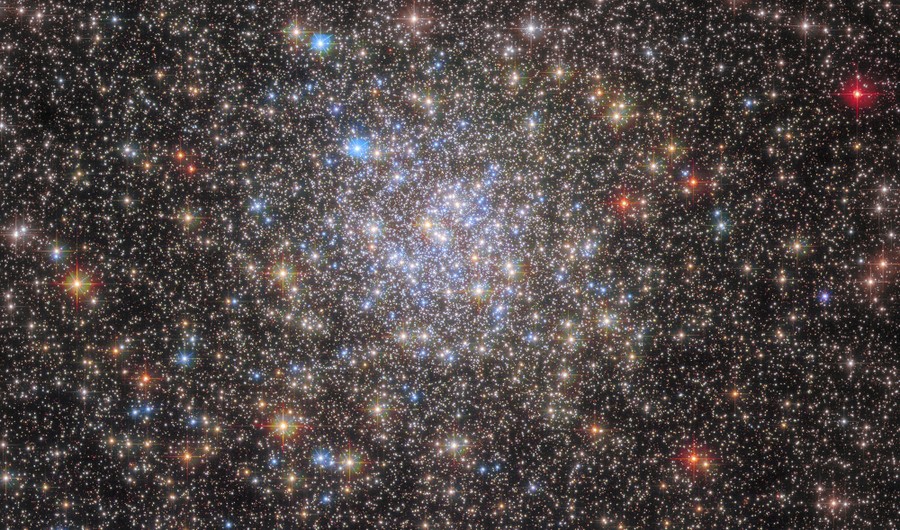 A dense collection of stars, with more visible at center than at the edges of the image.