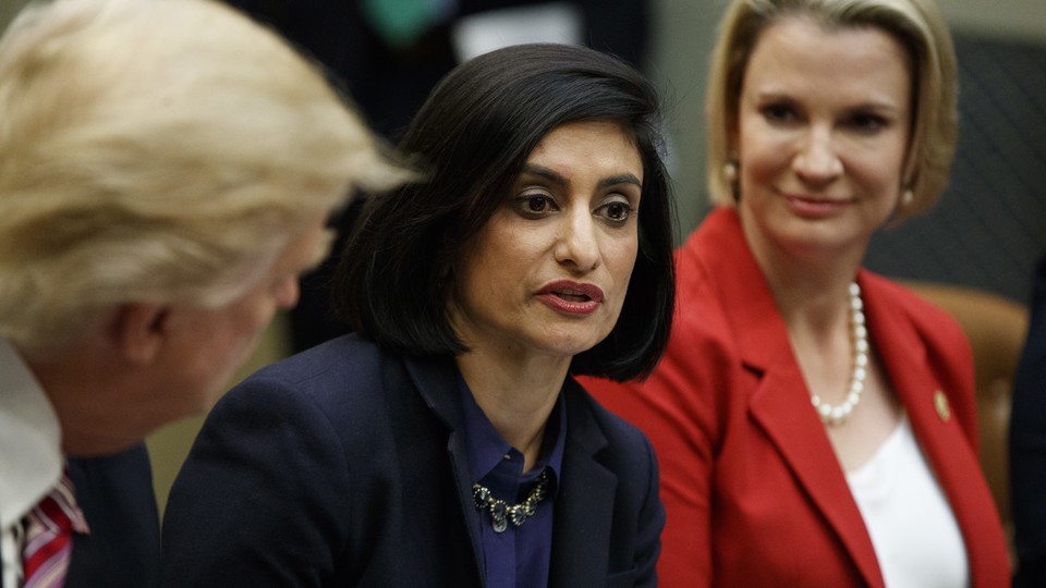 Centers for Medicare and Medicaid Services Administrator Seema Verma at a meeting with President Trump