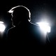 Donald Trump's profile, backlit