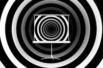 Presentation screen with spiraling circles