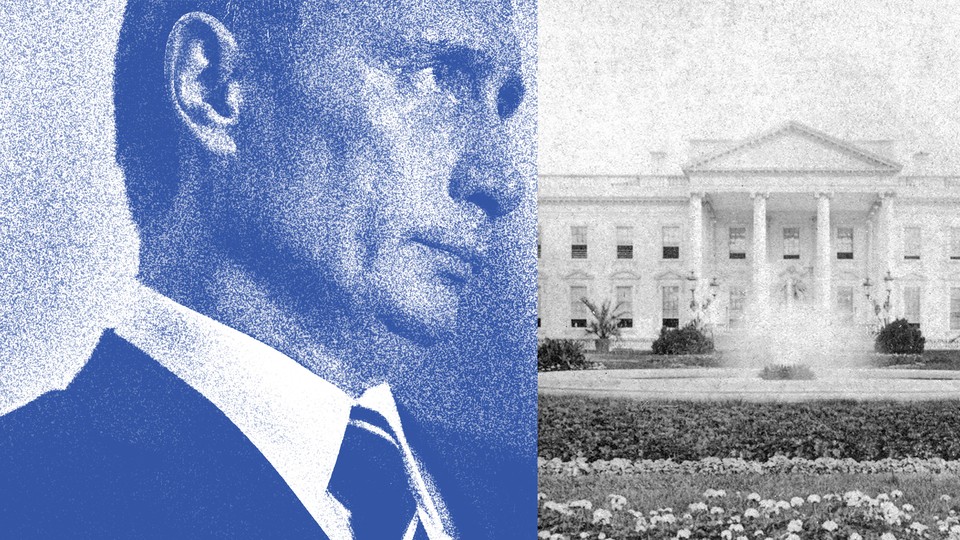 A photo-illustration showing Russian President Vladimir Putin and the White House