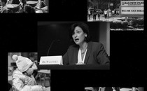 Collage of photos of schools, and CDC director Rochelle Walensky